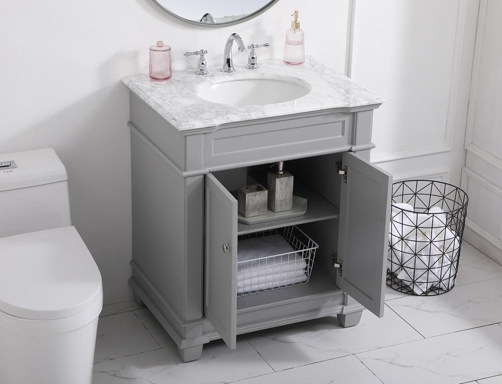 Elegant Furniture & Lighting - Wesley 30 inch Single Bathroom Vanity set in Grey - VF50030GR veiw 10