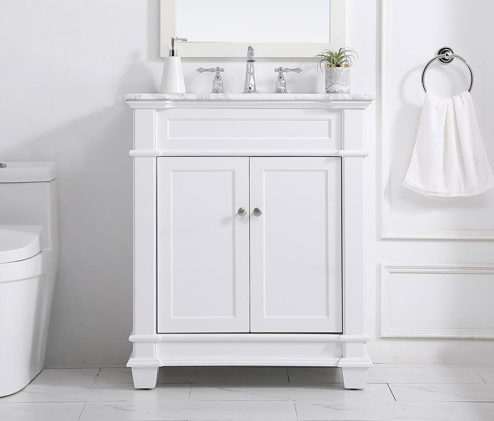 Elegant Furniture & Lighting - Wesley 30 inch Single Bathroom Vanity set in White - VF50030WH veiw 2