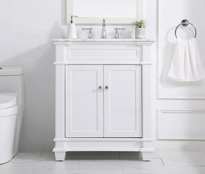 Elegant Furniture & Lighting - Wesley 30 inch Single Bathroom Vanity set in White - VF50030WH veiw 2