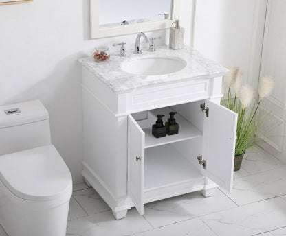 Elegant Furniture & Lighting - Wesley 30 inch Single Bathroom Vanity set in White - VF50030WH veiw 10