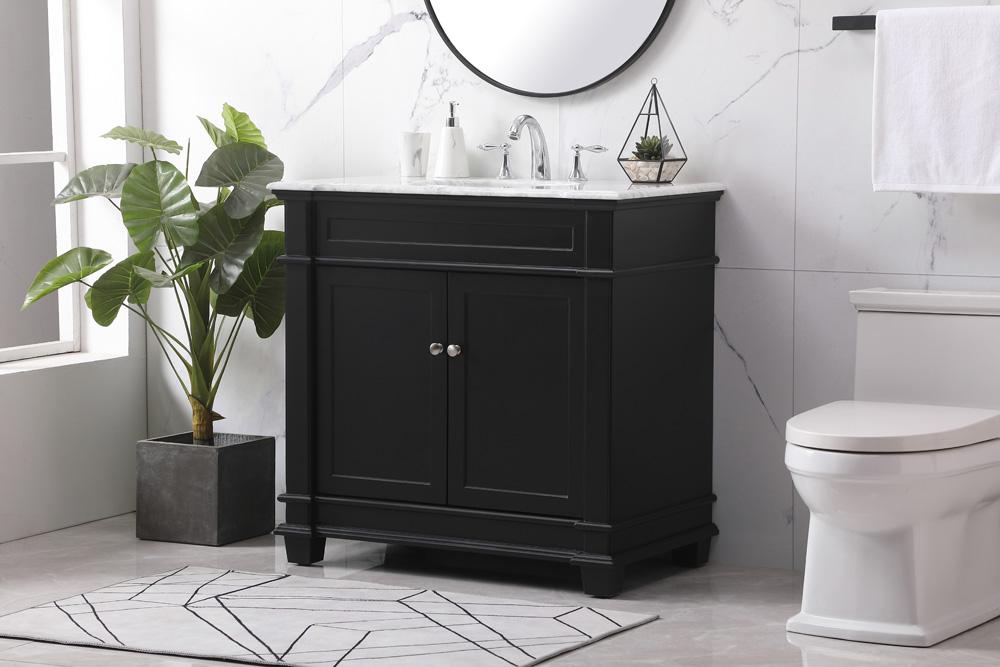 Elegant Furniture & Lighting - Wesley 36 inch Single bathroom vanity set in black - VF50036BK veiw 3