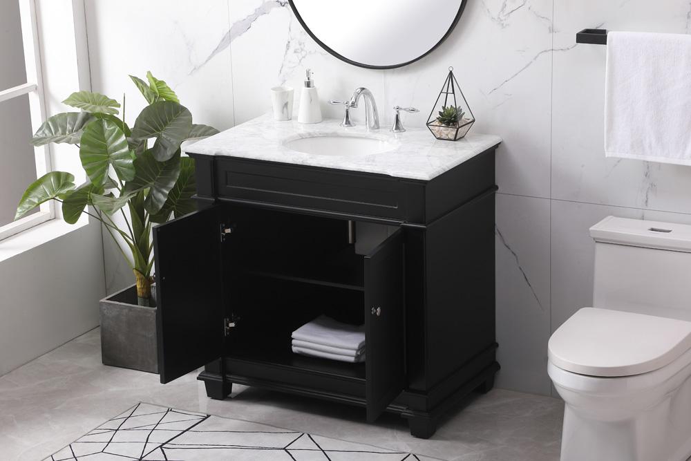 Elegant Furniture & Lighting - Wesley 36 inch Single bathroom vanity set in black - VF50036BK veiw 4