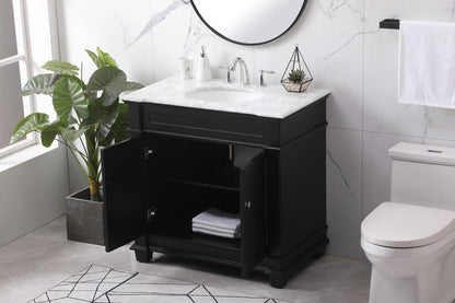 Elegant Furniture & Lighting - Wesley 36 inch Single bathroom vanity set in black - VF50036BK veiw 4