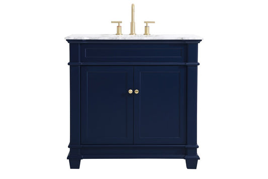 Elegant Furniture & Lighting - Wesley 36 inch Single Bathroom Vanity set in Blue - VF50036BL veiw 1