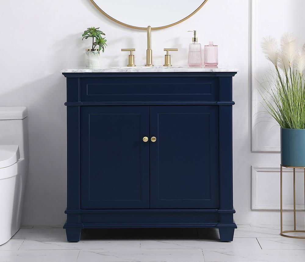 Elegant Furniture & Lighting - Wesley 36 inch Single Bathroom Vanity set in Blue - VF50036BL veiw 2