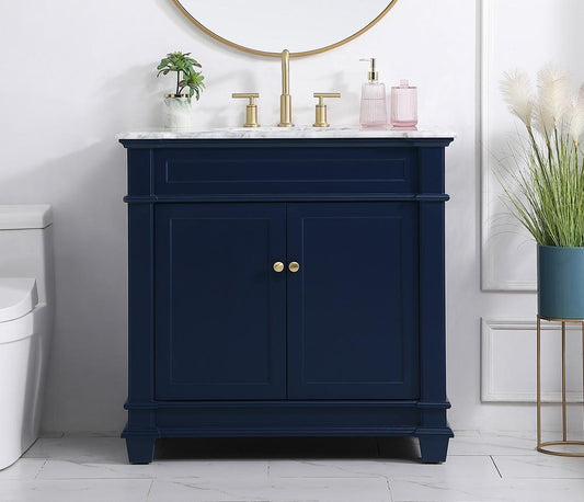 Elegant Furniture & Lighting - Wesley 36 inch Single Bathroom Vanity set in Blue - VF50036BL veiw 2