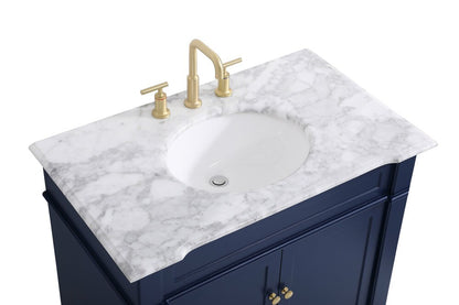 Elegant Furniture & Lighting - Wesley 36 inch Single Bathroom Vanity set in Blue - VF50036BL veiw 3