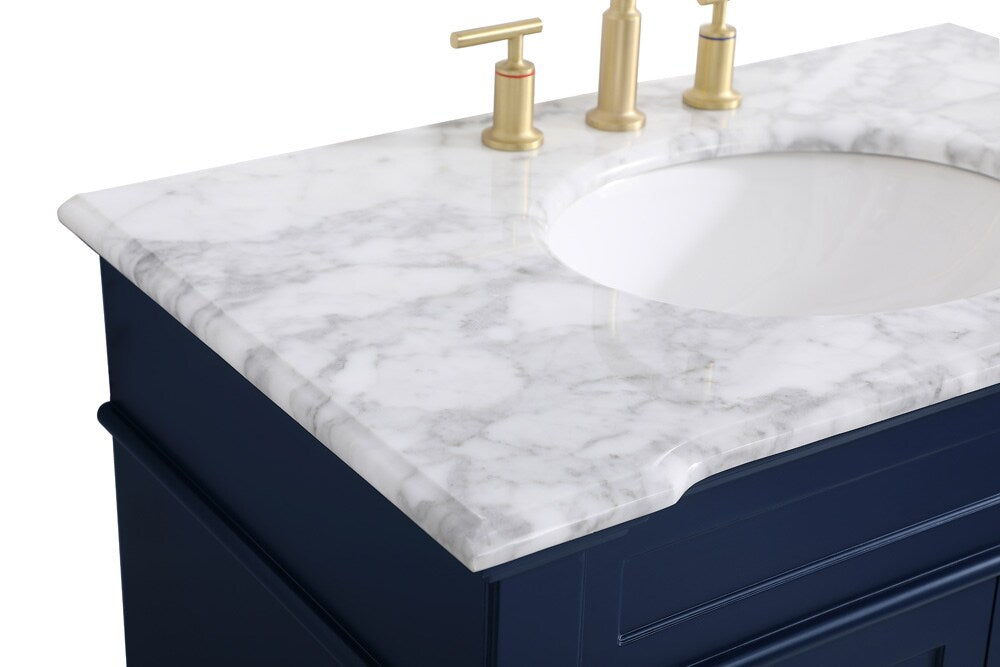 Elegant Furniture & Lighting - Wesley 36 inch Single Bathroom Vanity set in Blue - VF50036BL veiw 4