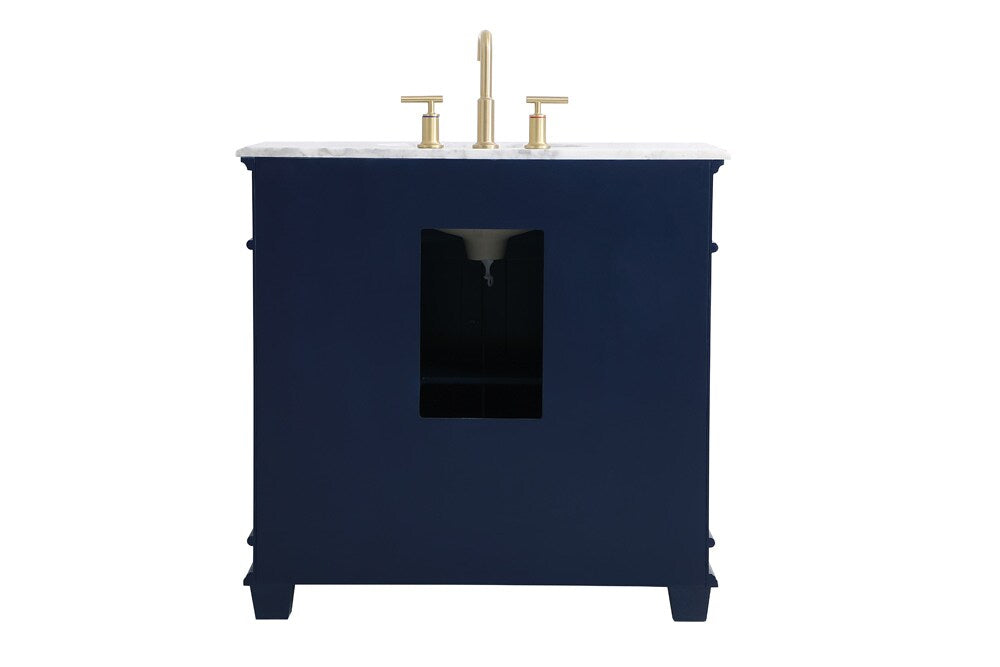 Elegant Furniture & Lighting - Wesley 36 inch Single Bathroom Vanity set in Blue - VF50036BL veiw 8
