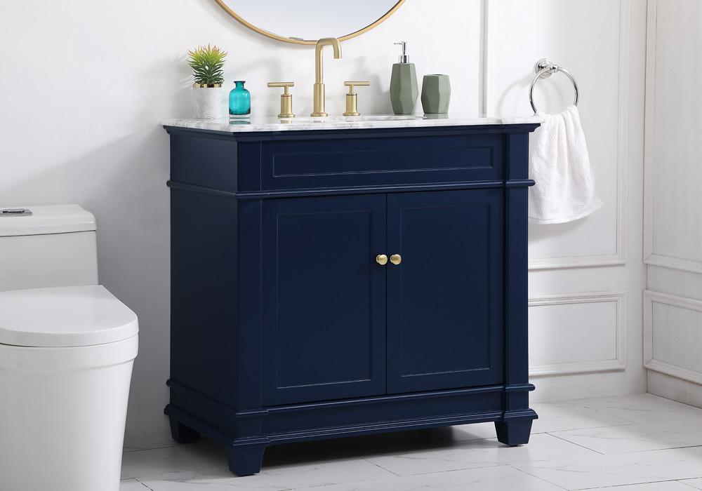 Elegant Furniture & Lighting - Wesley 36 inch Single Bathroom Vanity set in Blue - VF50036BL veiw 9