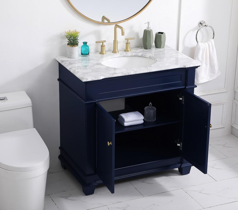 Elegant Furniture & Lighting - Wesley 36 inch Single Bathroom Vanity set in Blue - VF50036BL veiw 10