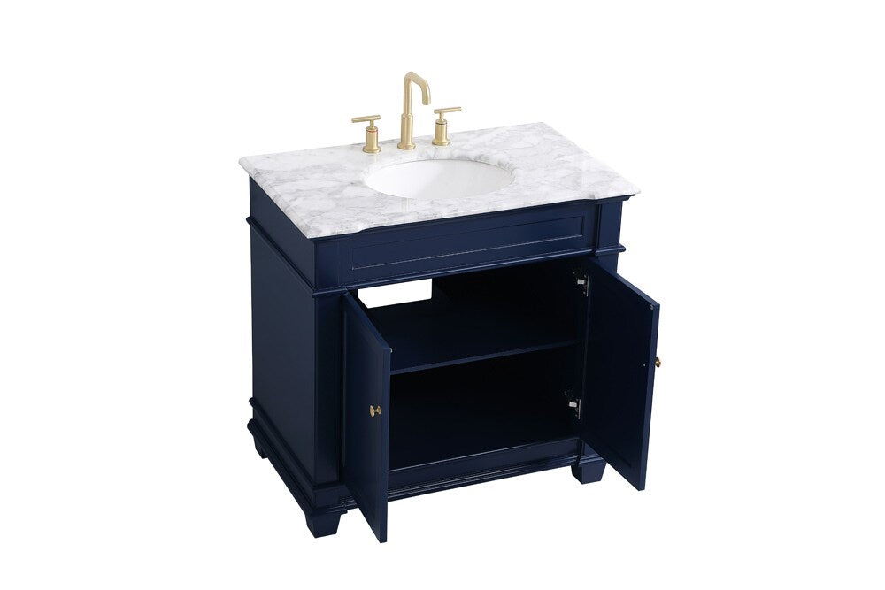 Elegant Furniture & Lighting - Wesley 36 inch Single Bathroom Vanity set in Blue - VF50036BL veiw 16