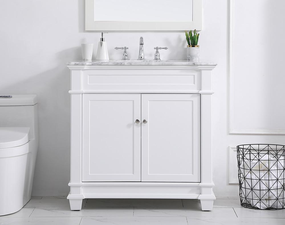 Elegant Furniture & Lighting - Wesley 36 inch Single Bathroom Vanity set in White - VF50036WH veiw 2