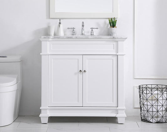 Elegant Furniture & Lighting - Wesley 36 inch Single Bathroom Vanity set in White - VF50036WH veiw 2