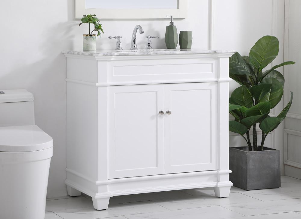 Elegant Furniture & Lighting - Wesley 36 inch Single Bathroom Vanity set in White - VF50036WH veiw 9