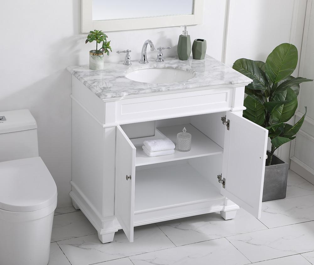 Elegant Furniture & Lighting - Wesley 36 inch Single Bathroom Vanity set in White - VF50036WH veiw 10