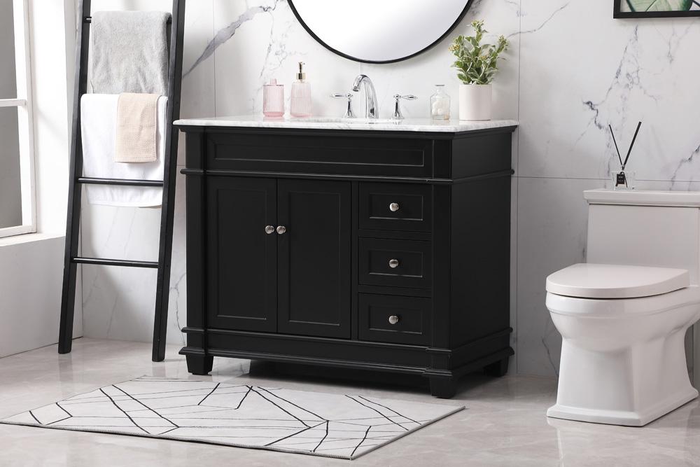 Elegant Furniture & Lighting - Wesley 42 inch Single bathroom vanity set in black - VF50042BK veiw 3