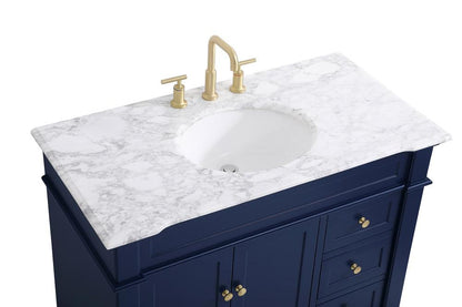 Elegant Furniture & Lighting - Wesley 42 inch Single Bathroom Vanity set in Blue - VF50042BL veiw 3
