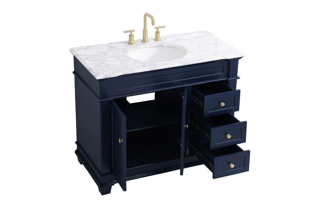Elegant Furniture & Lighting - Wesley 42 inch Single Bathroom Vanity set in Blue - VF50042BL veiw 16