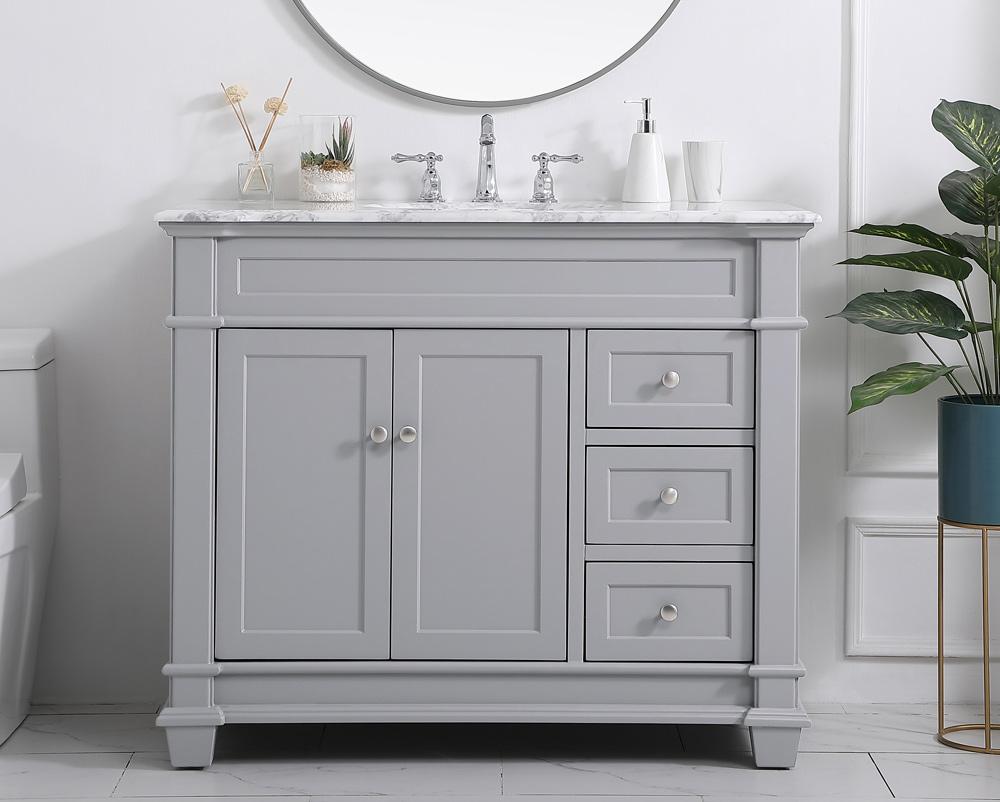 Elegant Furniture & Lighting - Wesley 42 inch Single Bathroom Vanity set in Grey - VF50042GR veiw 2