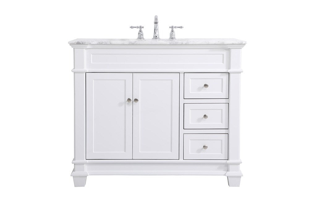 Elegant Furniture & Lighting - Wesley 42 inch Single Bathroom Vanity set in White - VF50042WH veiw 1