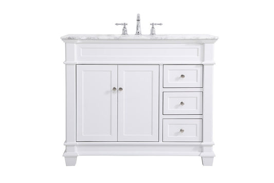 Elegant Furniture & Lighting - Wesley 42 inch Single Bathroom Vanity set in White - VF50042WH veiw 1