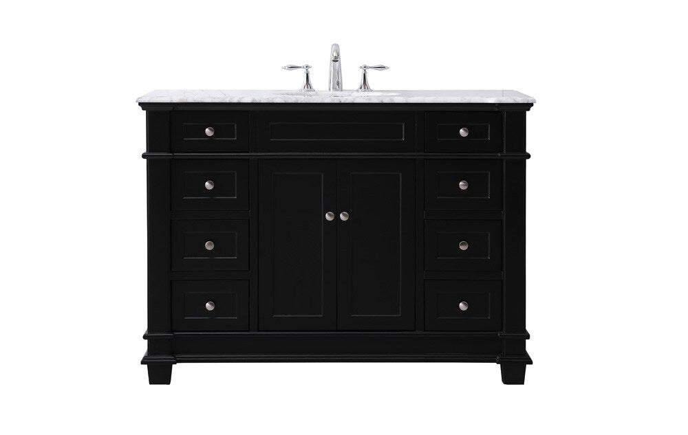 Elegant Furniture & Lighting - Wesley 48 inch Single bathroom vanity set in black - VF50048BK veiw 1