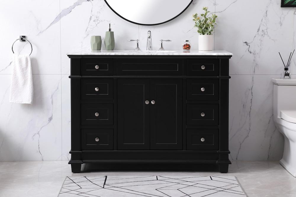 Elegant Furniture & Lighting - Wesley 48 inch Single bathroom vanity set in black - VF50048BK veiw 2
