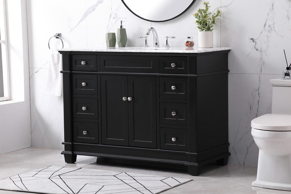 Elegant Furniture & Lighting - Wesley 48 inch Single bathroom vanity set in black - VF50048BK veiw 3
