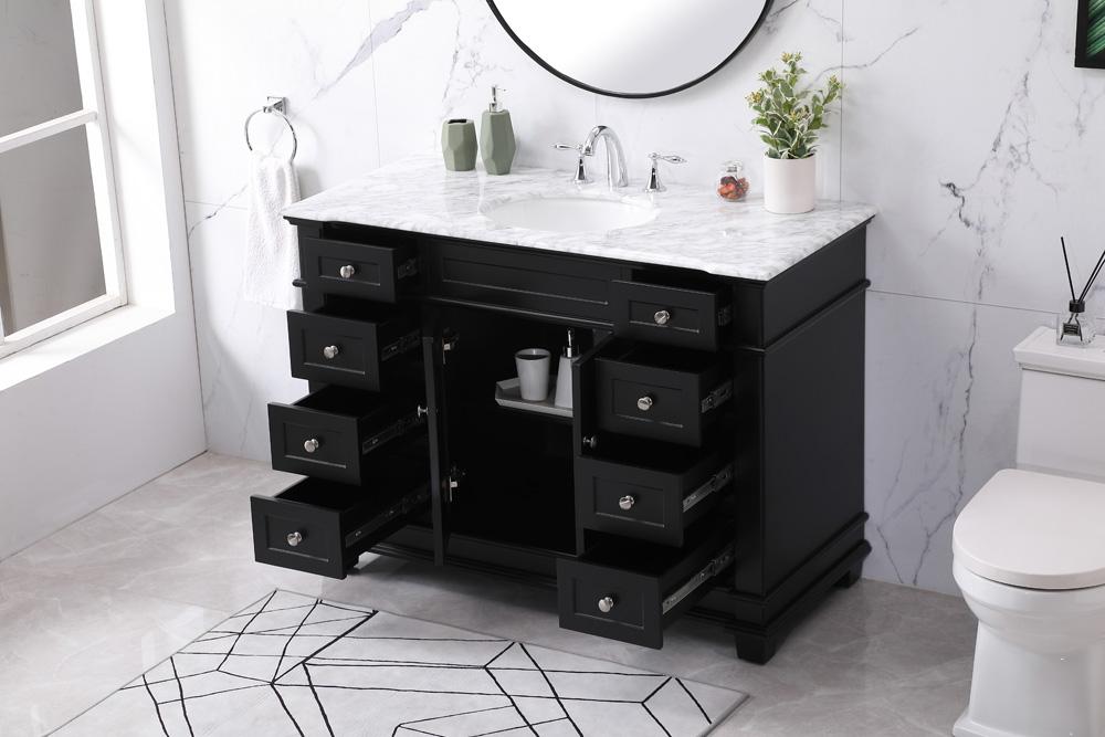 Elegant Furniture & Lighting - Wesley 48 inch Single bathroom vanity set in black - VF50048BK veiw 4