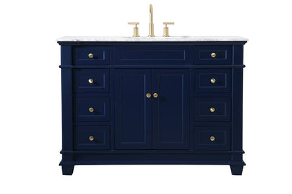 Elegant Furniture & Lighting - Wesley 48 inch Single Bathroom Vanity set in Blue - VF50048BL veiw 1