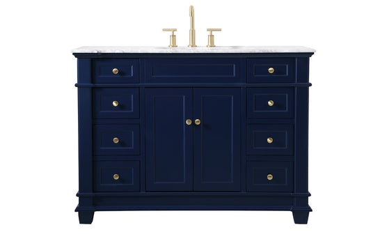 Elegant Furniture & Lighting - Wesley 48 inch Single Bathroom Vanity set in Blue - VF50048BL veiw 1