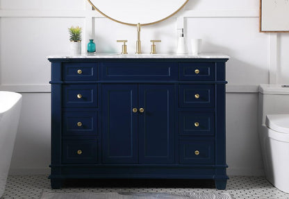 Elegant Furniture & Lighting - Wesley 48 inch Single Bathroom Vanity set in Blue - VF50048BL veiw 2