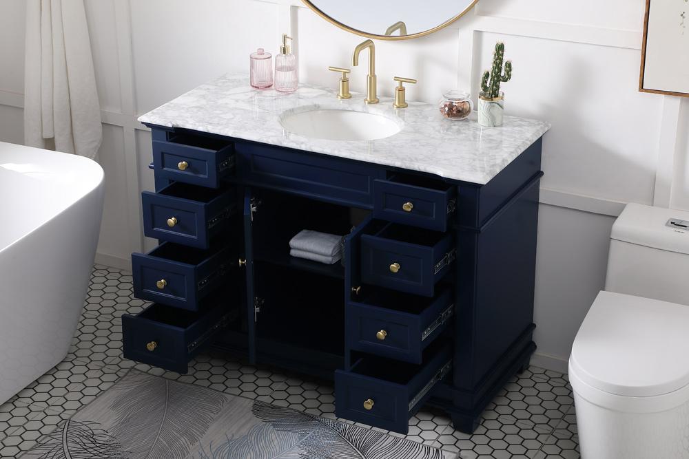 Elegant Furniture & Lighting - Wesley 48 inch Single Bathroom Vanity set in Blue - VF50048BL veiw 10