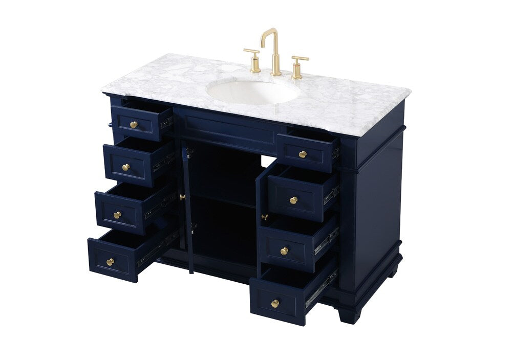 Elegant Furniture & Lighting - Wesley 48 inch Single Bathroom Vanity set in Blue - VF50048BL veiw 16