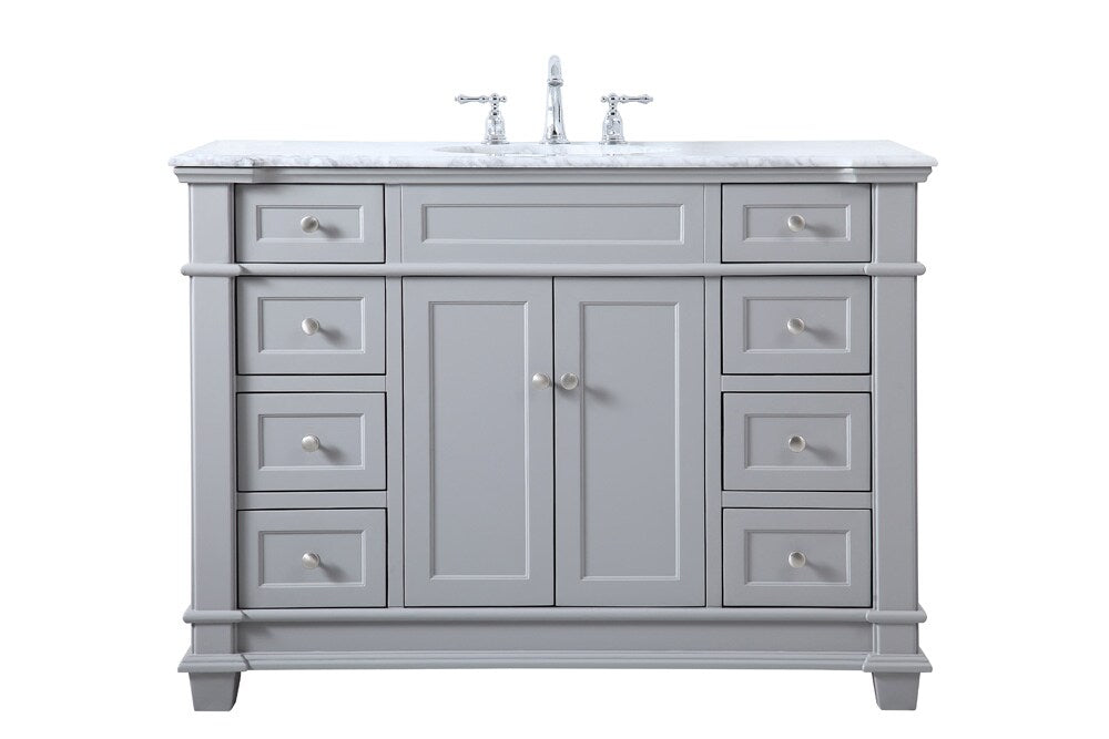 Elegant Furniture & Lighting - Wesley 48 inch Single Bathroom Vanity set in Grey - VF50048GR veiw 1