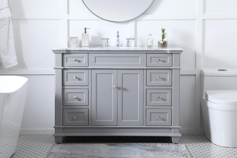Elegant Furniture & Lighting - Wesley 48 inch Single Bathroom Vanity set in Grey - VF50048GR veiw 2
