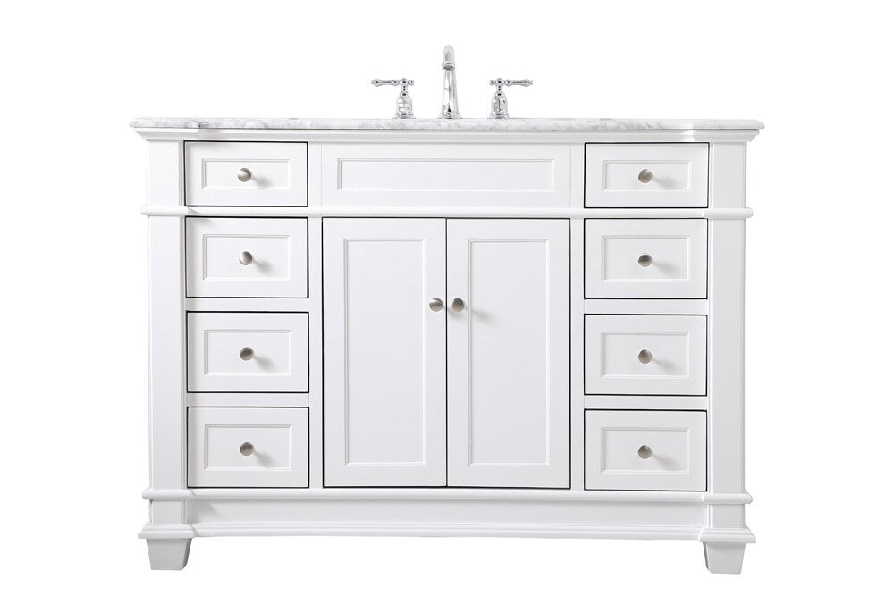 Elegant Furniture & Lighting - Wesley 48 inch Single Bathroom Vanity set in White - VF50048WH veiw 1