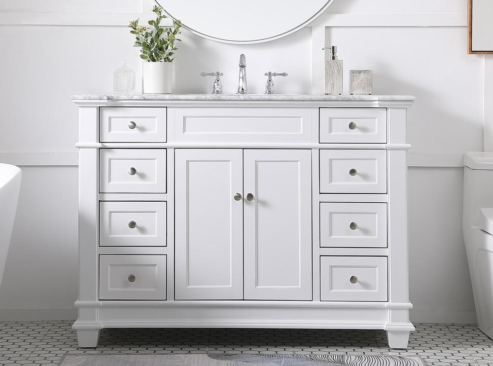 Elegant Furniture & Lighting - Wesley 48 inch Single Bathroom Vanity set in White - VF50048WH veiw 2