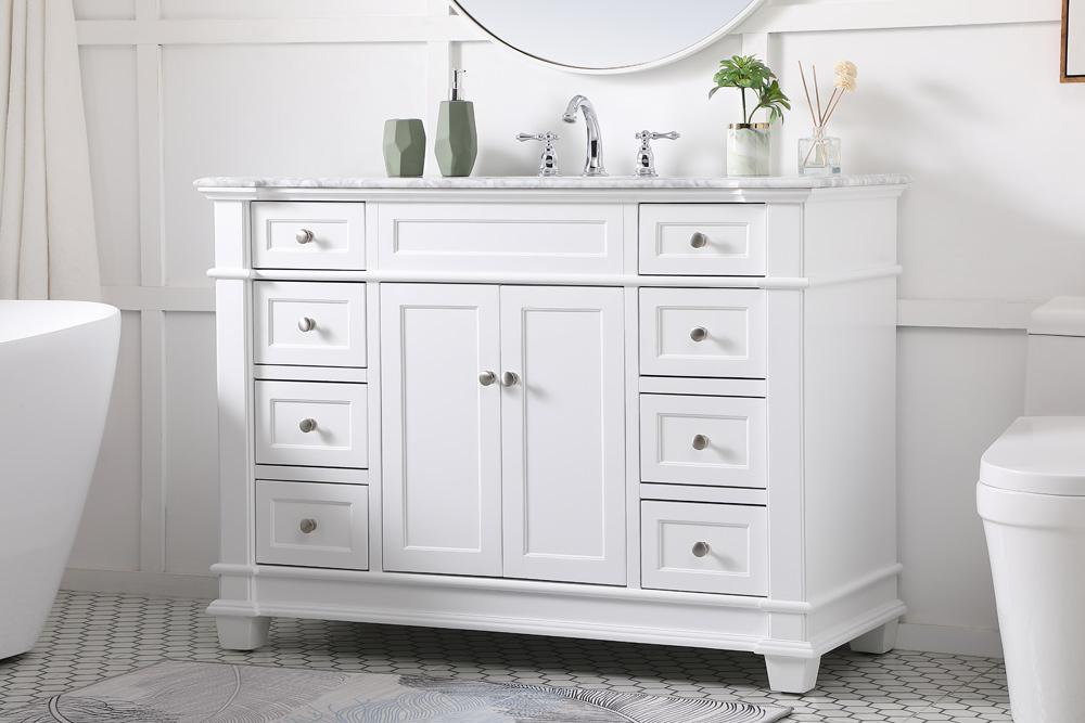 Elegant Furniture & Lighting - Wesley 48 inch Single Bathroom Vanity set in White - VF50048WH veiw 9