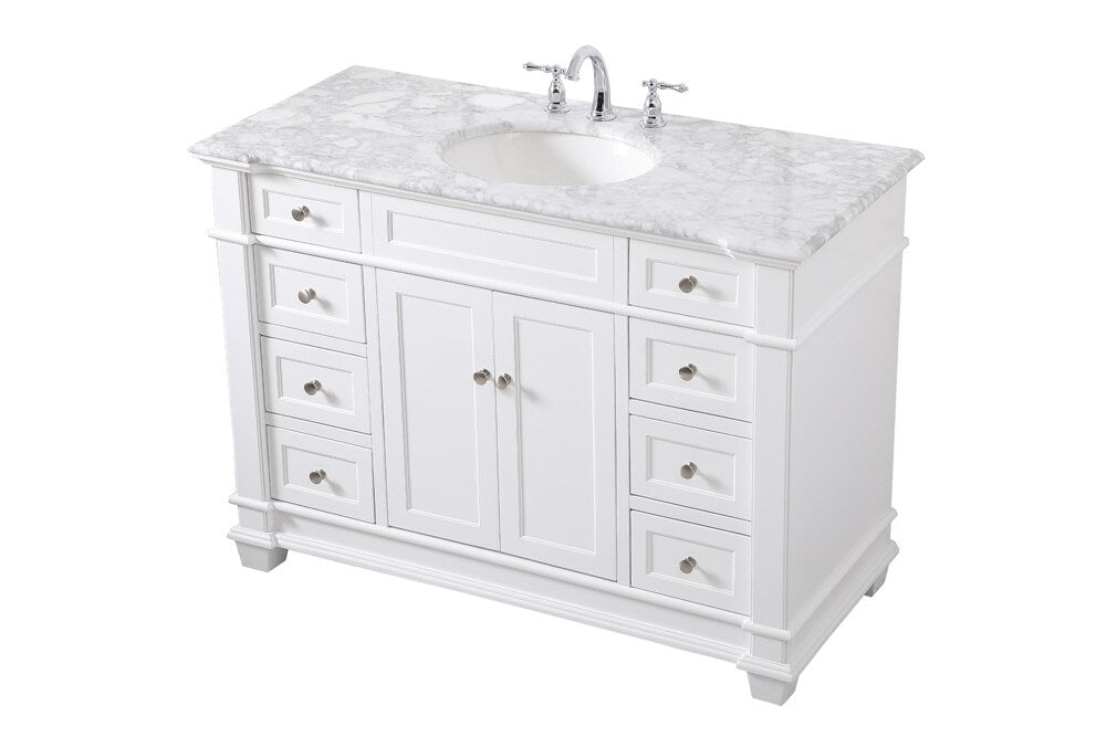 Elegant Furniture & Lighting - Wesley 48 inch Single Bathroom Vanity set in White - VF50048WH veiw 15