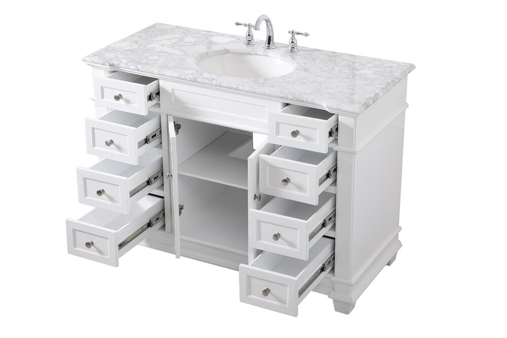 Elegant Furniture & Lighting - Wesley 48 inch Single Bathroom Vanity set in White - VF50048WH veiw 16