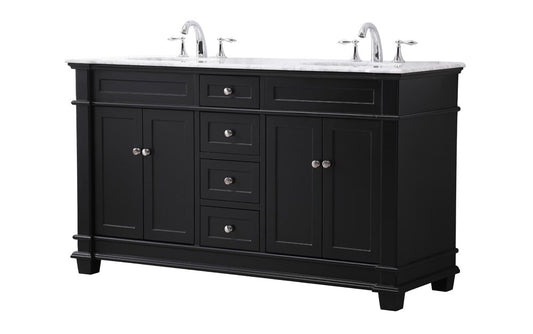 Elegant Furniture & Lighting - Wesley 60 inch double bathroom vanity set in black - VF50060DBK veiw 1