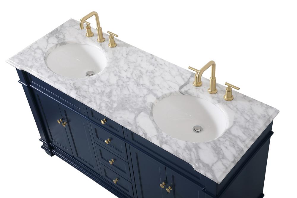 Elegant Furniture & Lighting - Wesley 60 inch Double Bathroom Vanity set in Blue - VF50060DBL veiw 3