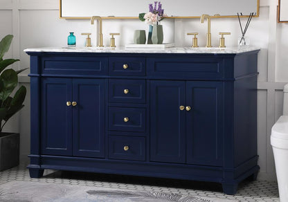Elegant Furniture & Lighting - Wesley 60 inch Double Bathroom Vanity set in Blue - VF50060DBL veiw 9