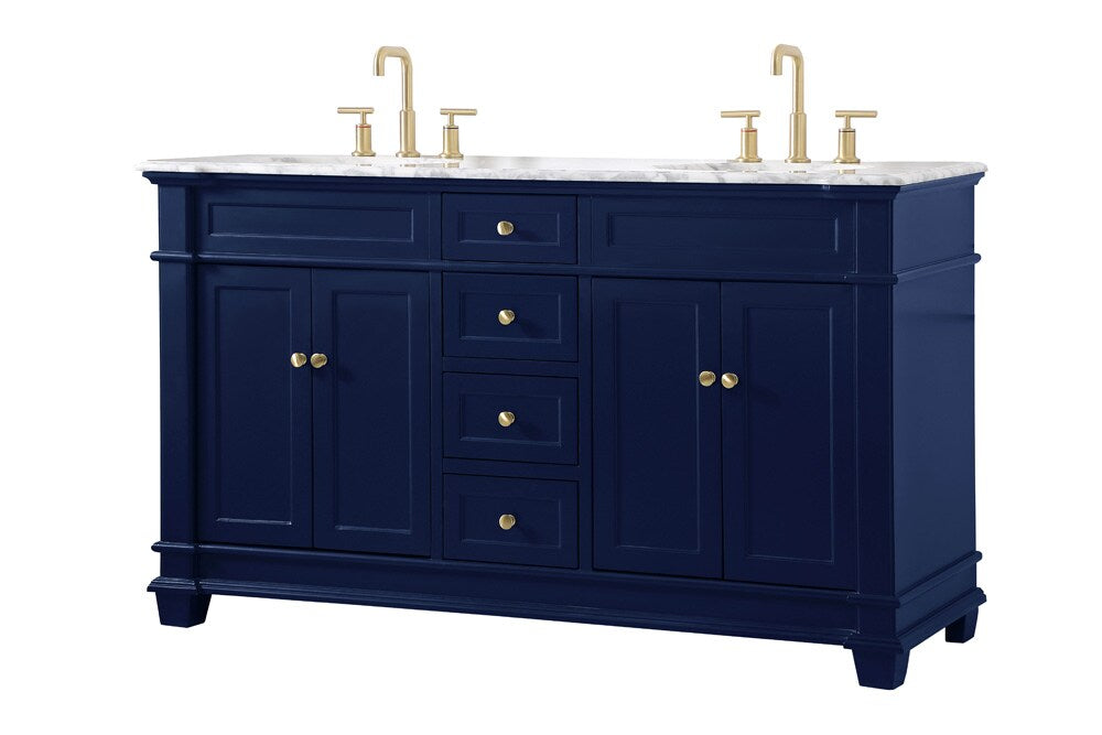 Elegant Furniture & Lighting - Wesley 60 inch Double Bathroom Vanity set in Blue - VF50060DBL veiw 14