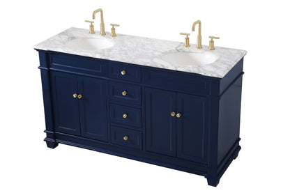 Elegant Furniture & Lighting - Wesley 60 inch Double Bathroom Vanity set in Blue - VF50060DBL veiw 15