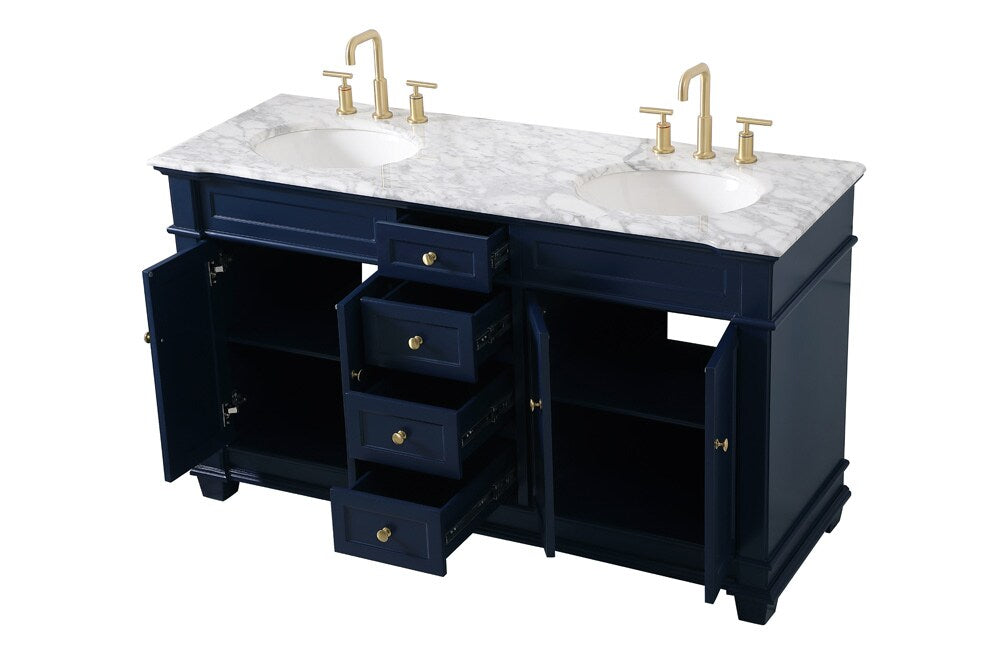 Elegant Furniture & Lighting - Wesley 60 inch Double Bathroom Vanity set in Blue - VF50060DBL veiw 16