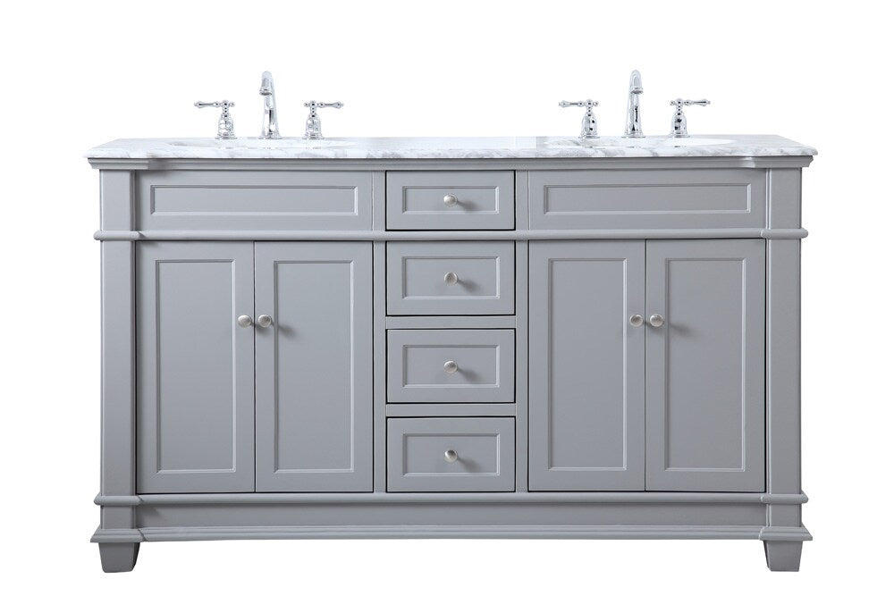 Elegant Furniture & Lighting - Wesley 60 inch Double Bathroom Vanity set in Grey - VF50060DGR veiw 1