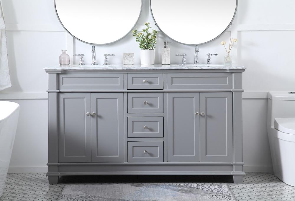 Elegant Furniture & Lighting - Wesley 60 inch Double Bathroom Vanity set in Grey - VF50060DGR veiw 2